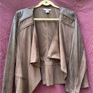 Cache Tan Suede Jacket with Reptile Accents